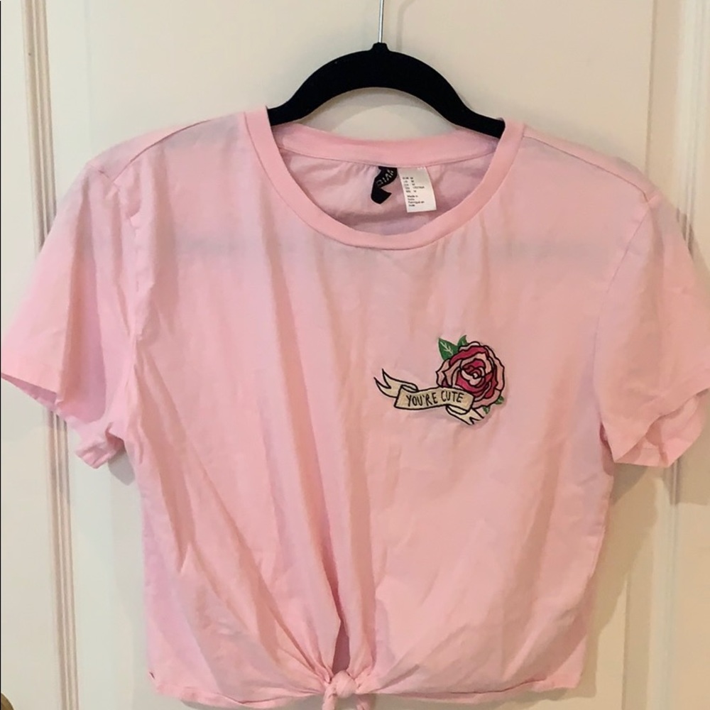 H&M pink rose tie top :)